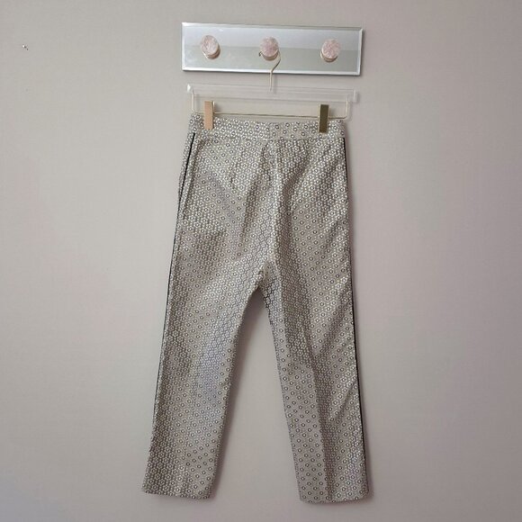 NWT Maje metallic floral print brocade tapered trouser pants, M - Picture 6 of 9